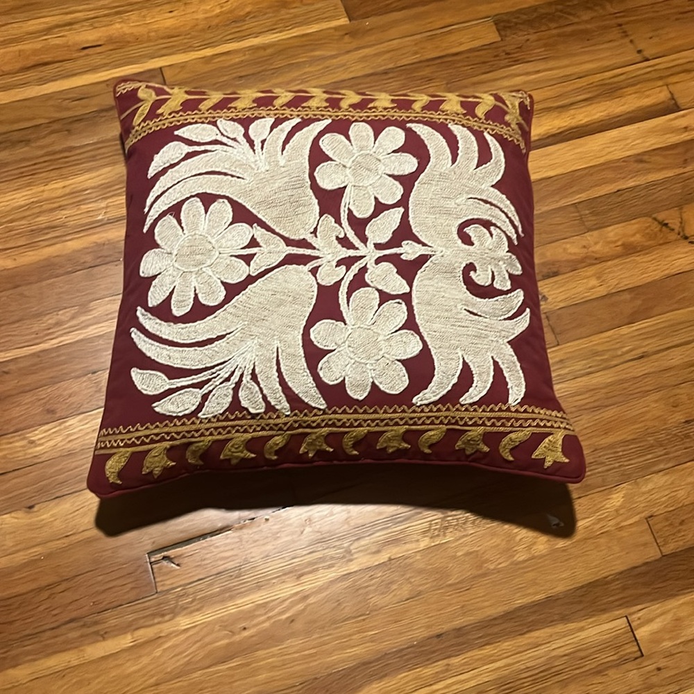 Embroidered pottery barn pillow
